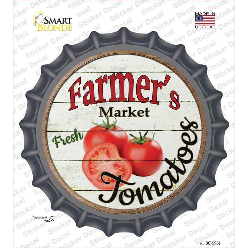 BC-595s-M Farmers Market Tomatoes Novelty Bottle Cap Sticker Decal - Medium