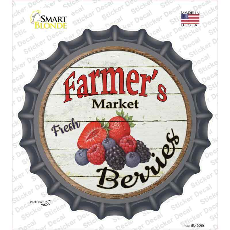 BC-608s-M Farmers Market Berries Novelty Bottle Cap Sticker Decal - Medium