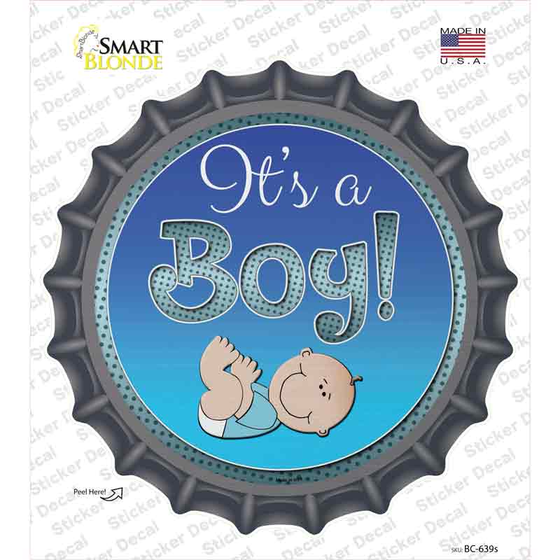 BC-639s-M Its A Boy Novelty Bottle Cap Sticker Decal - Medium