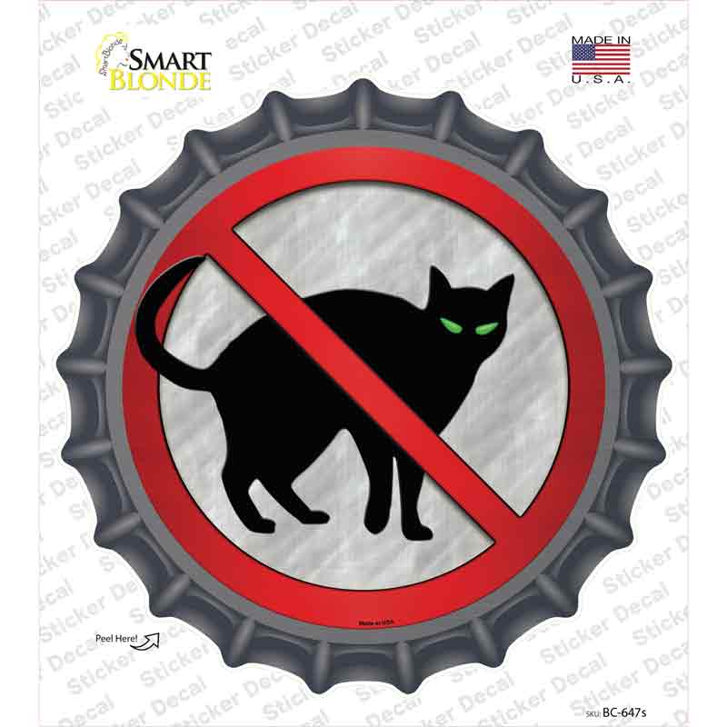 BC-647s-M No Cats Novelty Bottle Cap Sticker Decal - Medium