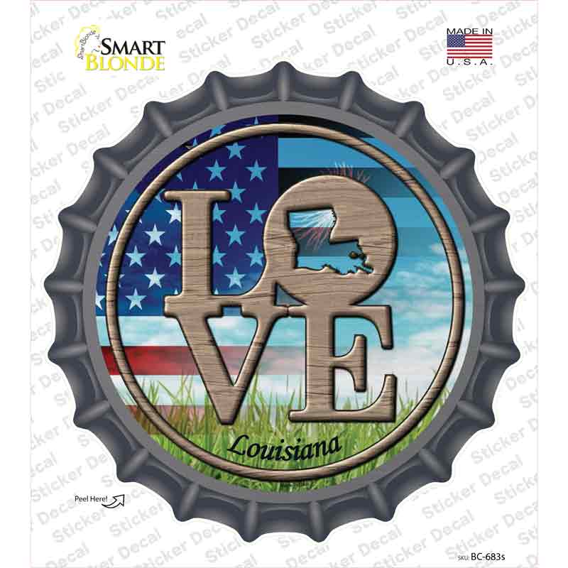 BC-683s-M Love Louisiana Novelty Bottle Cap Sticker Decal - Medium