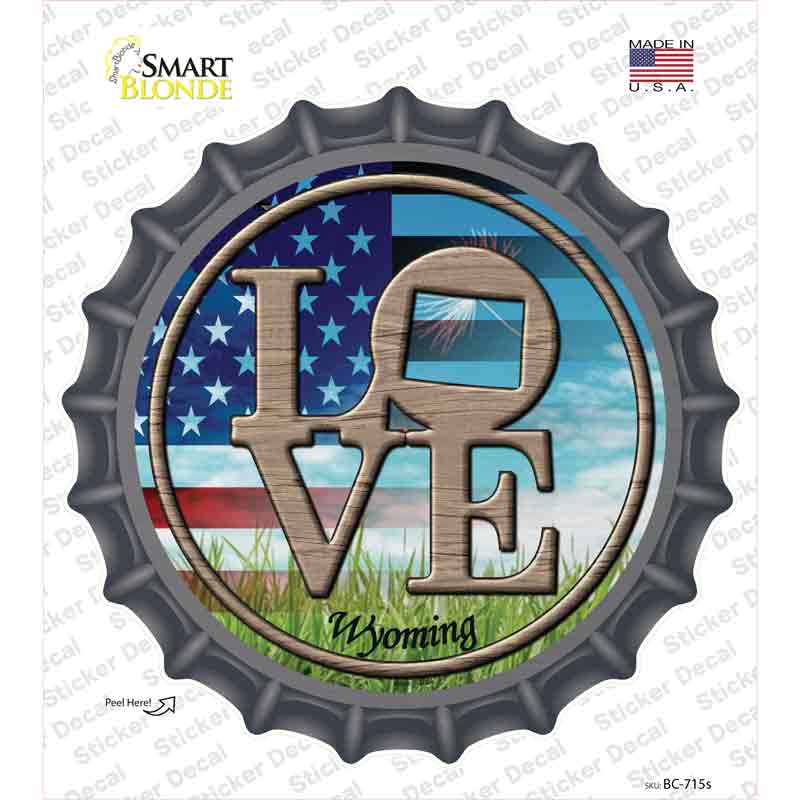 BC-715s-M Love Wyoming Novelty Bottle Cap Sticker Decal - Medium