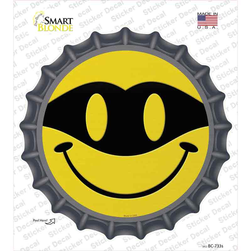 BC-733s-M Masked Smile Novelty Bottle Cap Sticker Decal - Medium