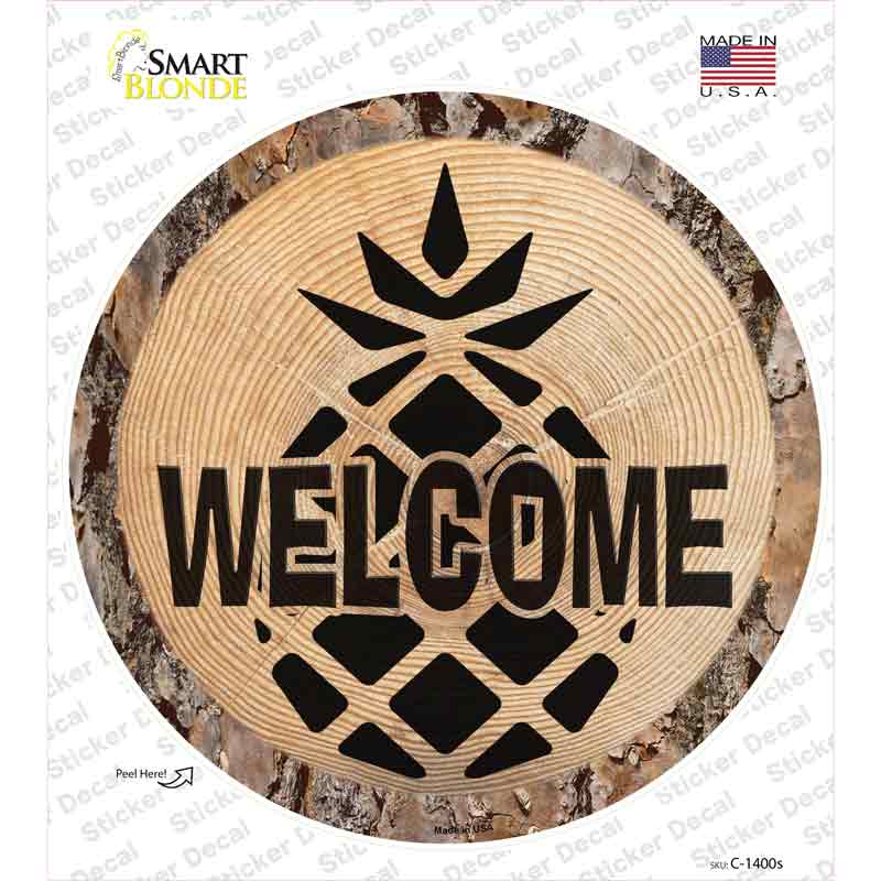 C-1400s-M Welcome Pineapple Novelty Circle Sticker Decal - Medium