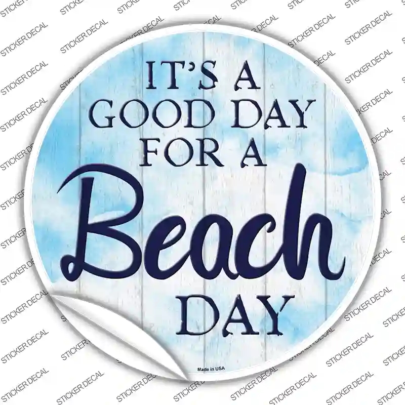 C-1409s-L Beach Day Novelty Circle Sticker Decal - Large
