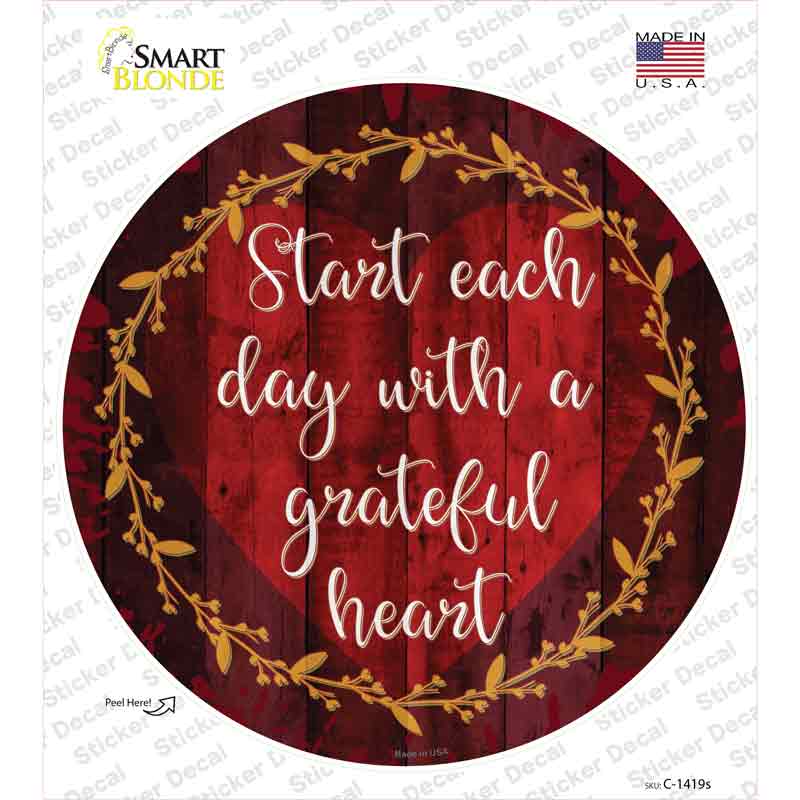 C-1419s-M Grateful Heart Novelty Circle Sticker Decal - Medium