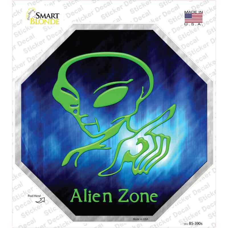 BS-390s-M Alien Zone Novelty Octagon Sticker Decal - Medium