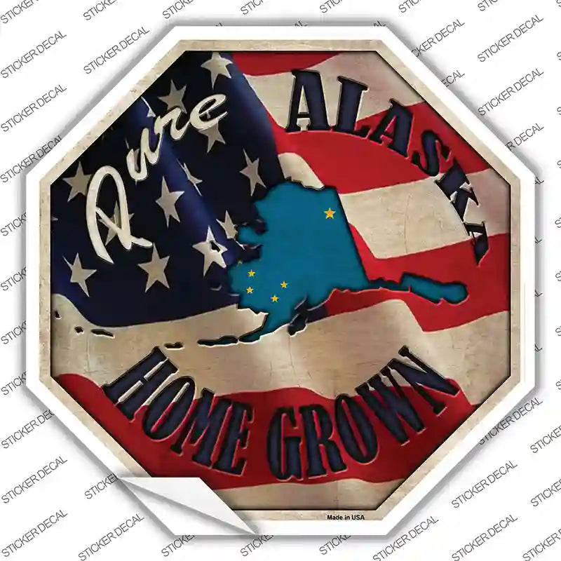 BS-403s-L Alaska Home Grown Novelty Octagon Sticker Decal - Large