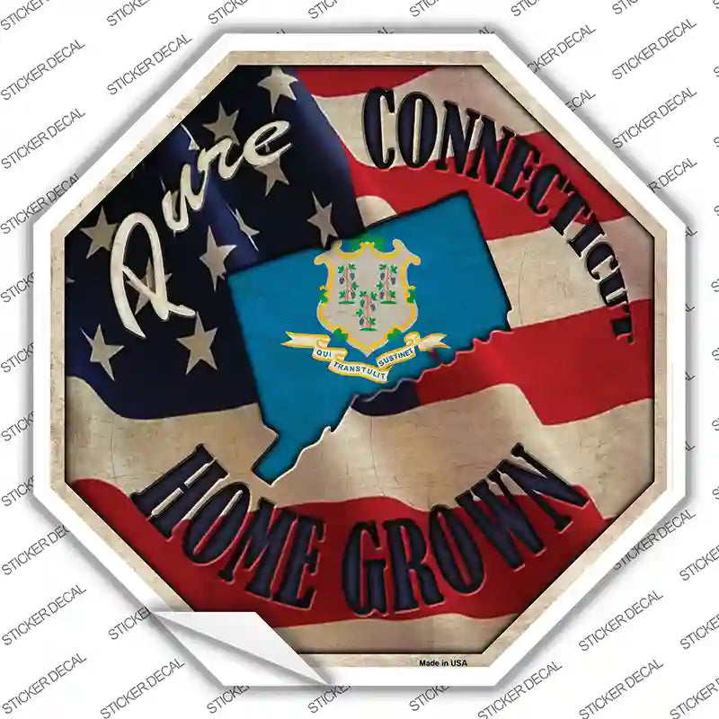 BS-408s-S Connecticut Home Grown Novelty Octagon Sticker Decal - Small
