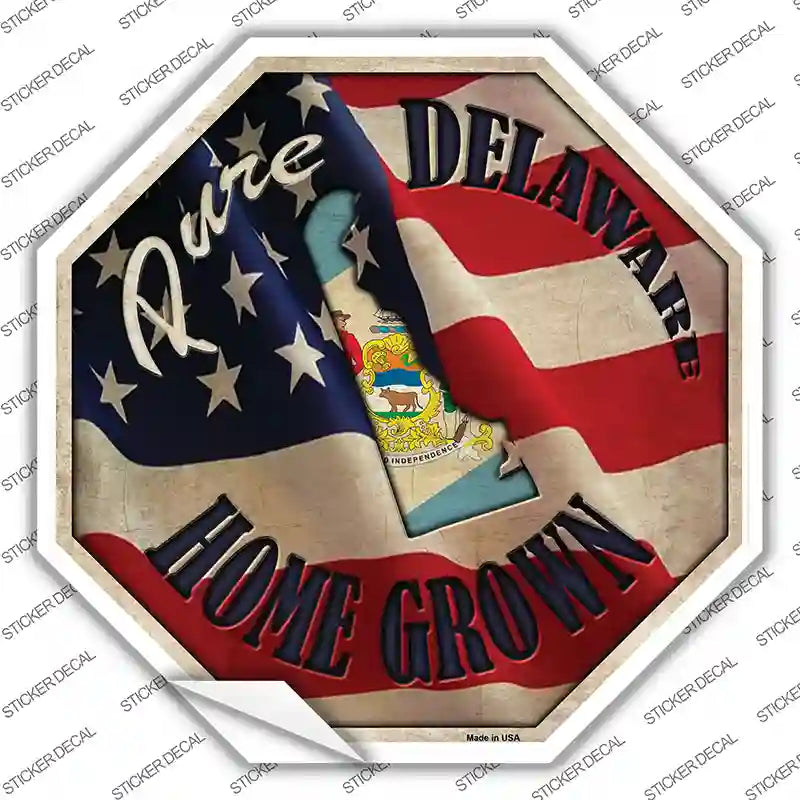 BS-409s-S Delaware Home Grown Novelty Octagon Sticker Decal - Small