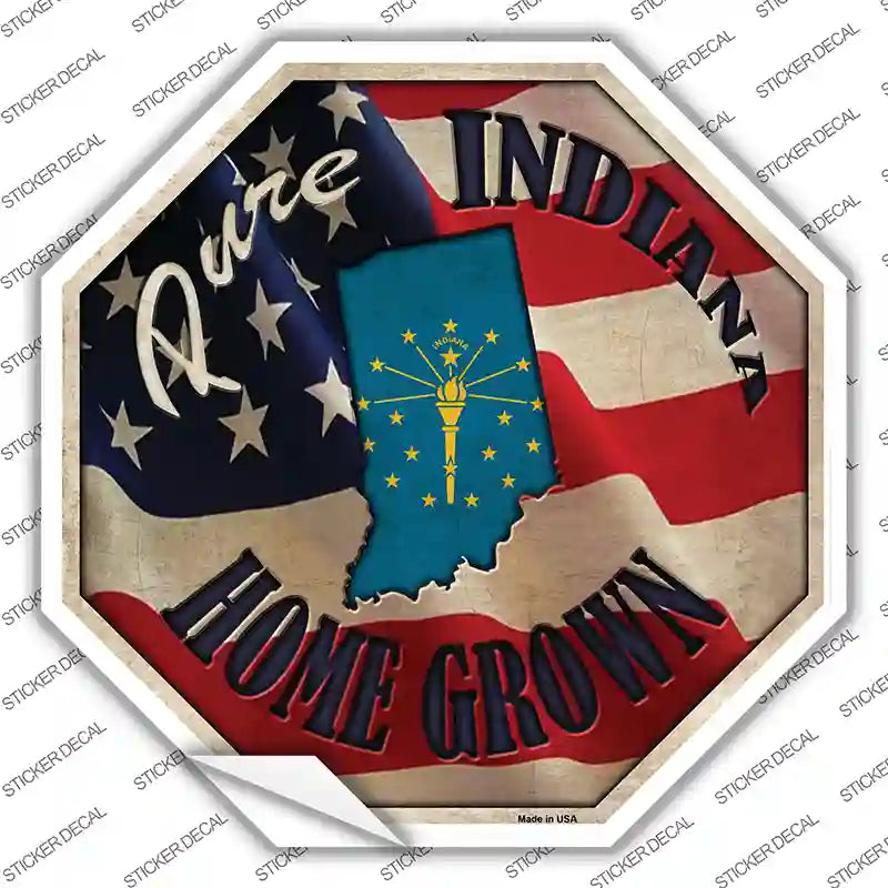 BS-415s-S Indiana Home Grown Novelty Octagon Sticker Decal - Small