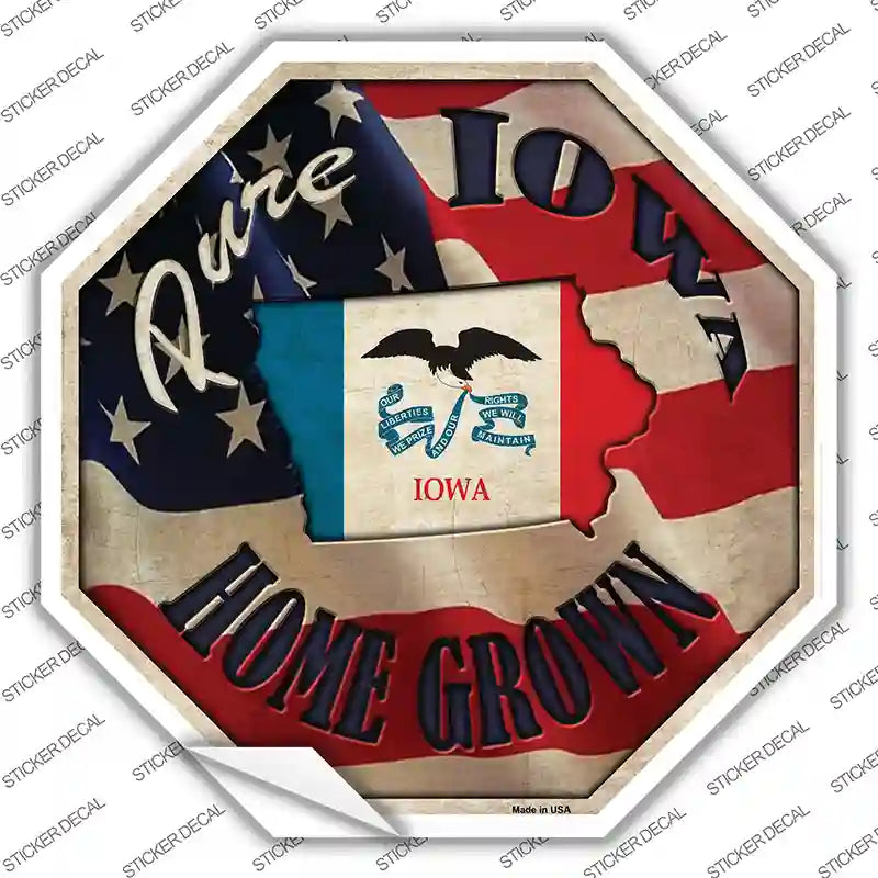 BS-416s-S Iowa Home Grown Novelty Octagon Sticker Decal - Small