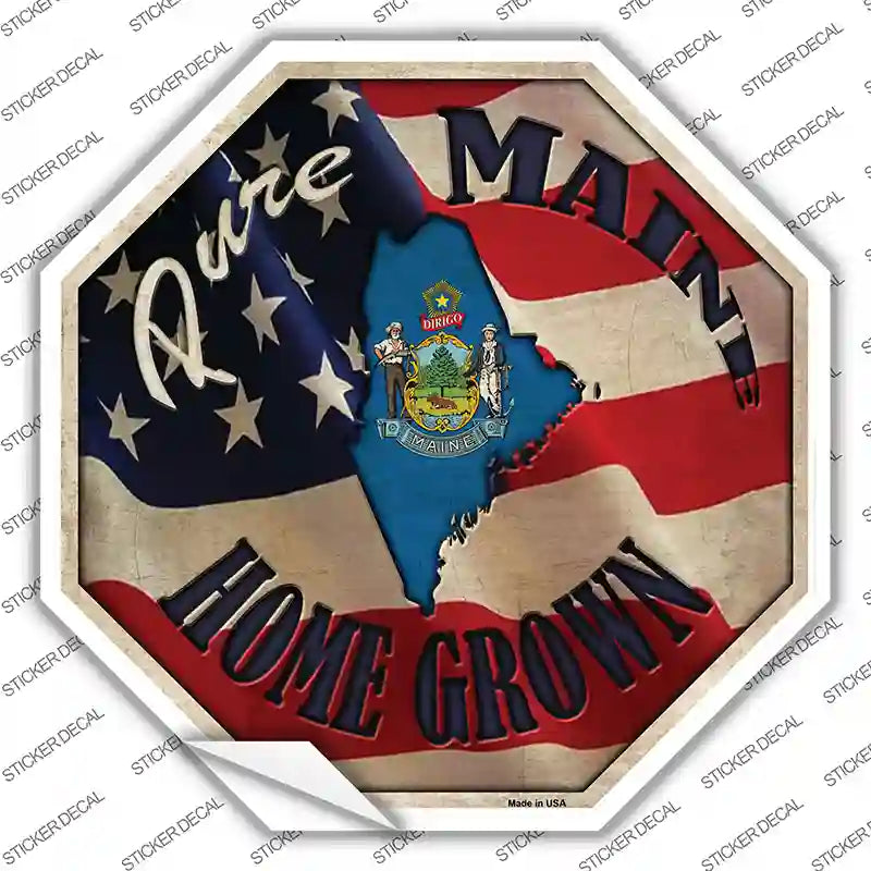 BS-420s-XL Maine Home Grown Novelty Octagon Sticker Decal - Extra Large