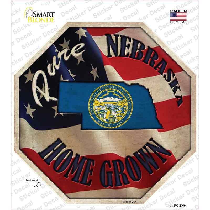 BS-428s-M Nebraska Home Grown Novelty Octagon Sticker Decal - Medium
