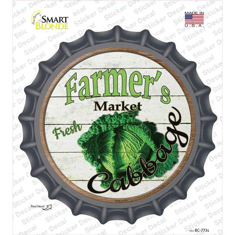 BC-773s-M Farmers Market Cabbage Novelty Bottle Cap Sticker Decal - Medium