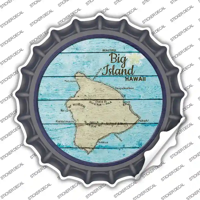 BC-818s-L Big Island Hawaii Map Novelty Bottle Cap Sticker Decal - Large