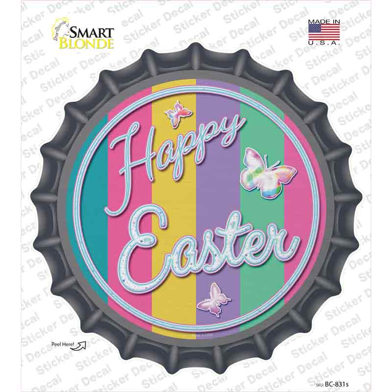 BC-831s-M Happy Easter with Butterflies Novelty Bottle Cap Sticker Decal - Medium