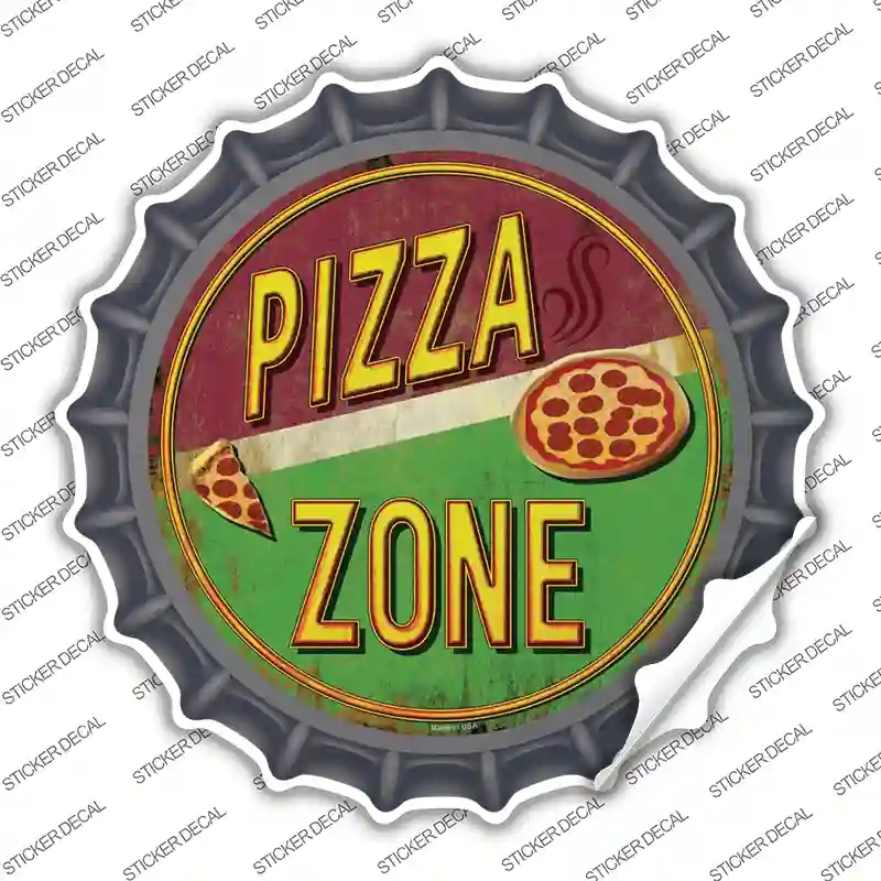 BC-842s-S Pizza Zone Novelty Bottle Cap Sticker Decal - Small