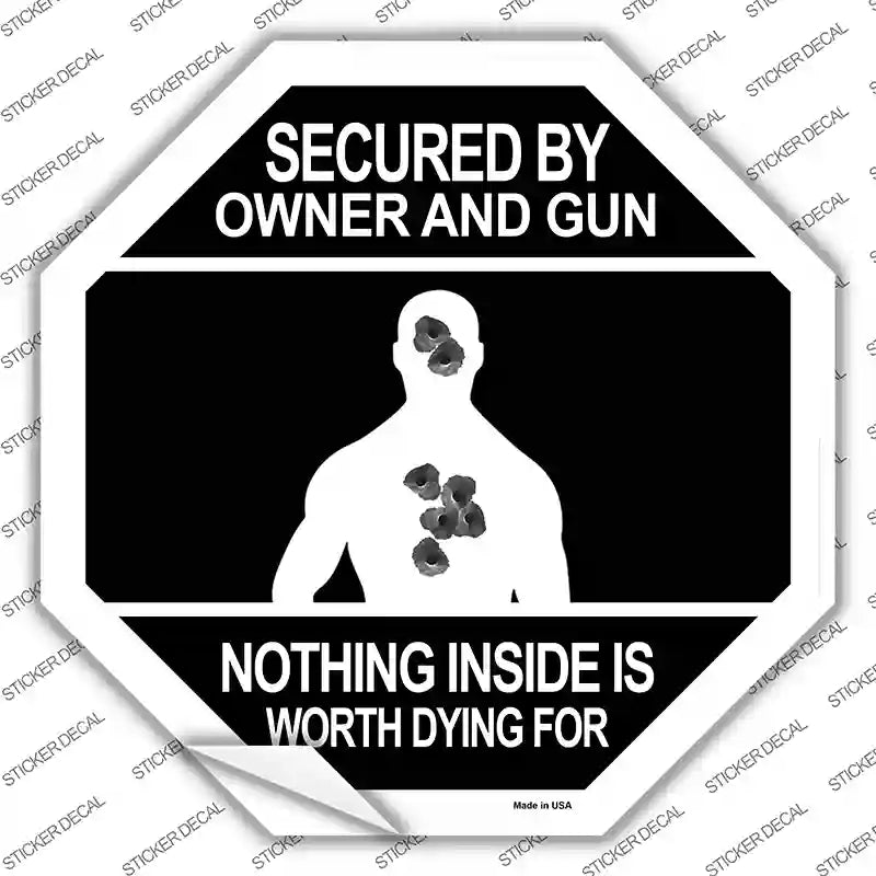 BS-453s-XL Secured by Owner Novelty Octagon Sticker Decal - Extra Large
