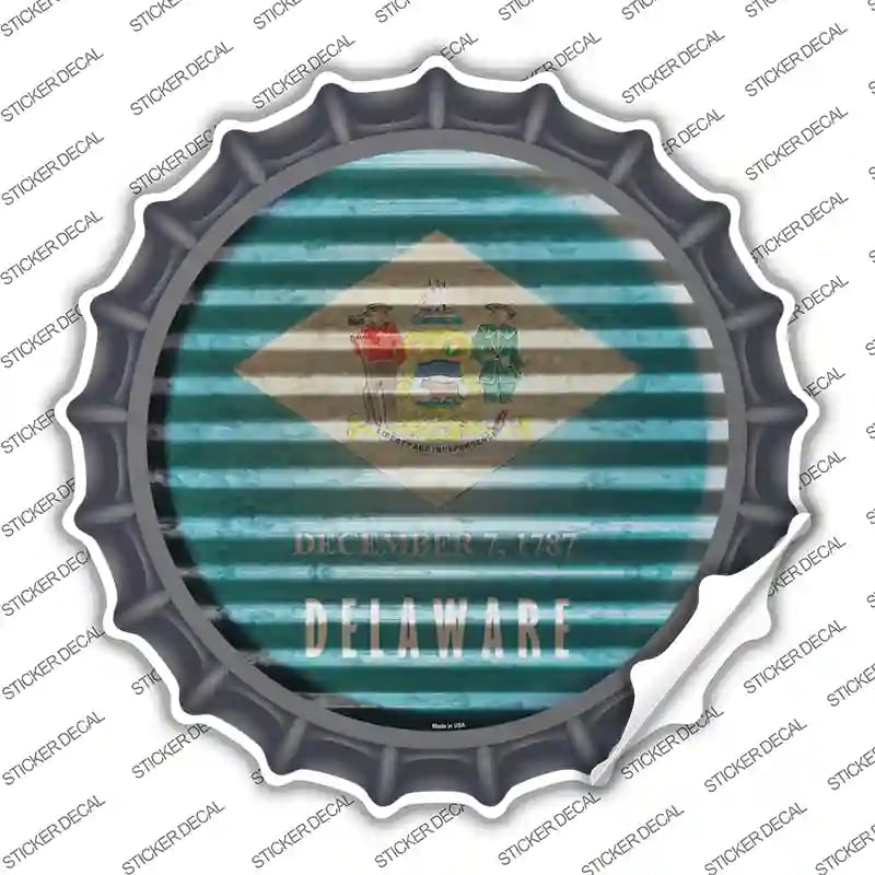 BC-918s-XL Delaware Flag Corrugated Novelty Bottle Cap Sticker Decal - Extra Large