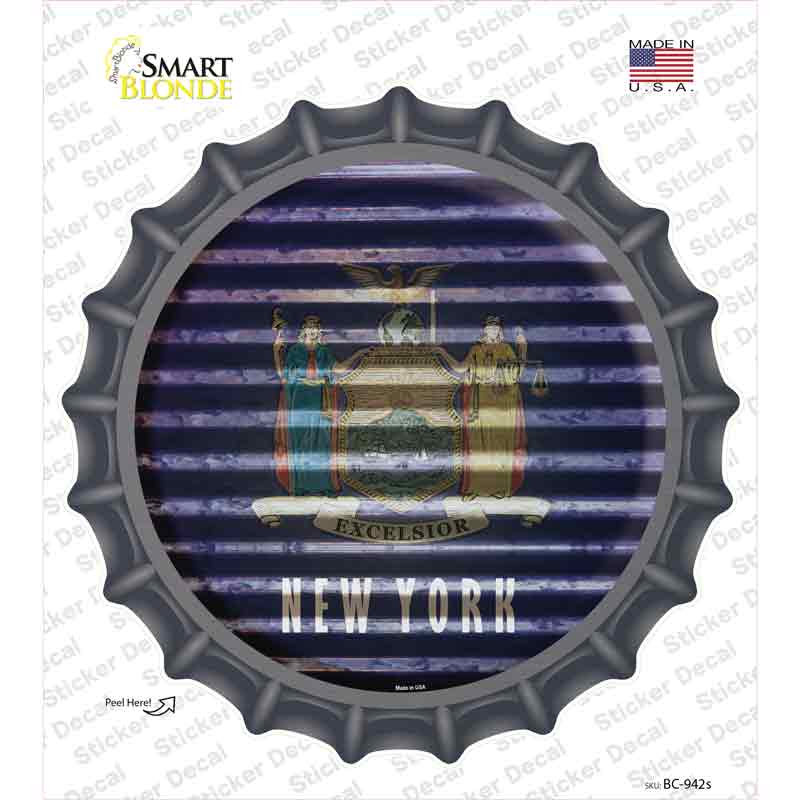 BC-942s-M   York Flag Corrugated Novelty Bottle Cap Sticker Decal - Medium