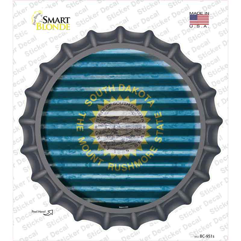 BC-951s-M South Dakota Flag Corrugated Novelty Bottle Cap Sticker Decal - Medium