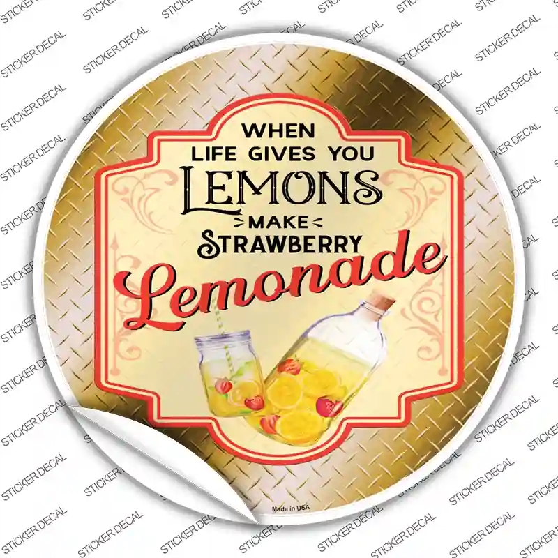C-1642s-XL Make Strawberry Lemonade Gold Novelty Circle Sticker Decal - Extra Large