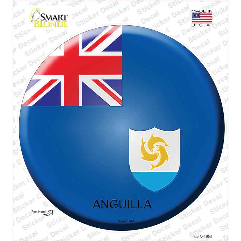 C-189s-M Anguilla Country Novelty Circle Sticker Decal - Medium