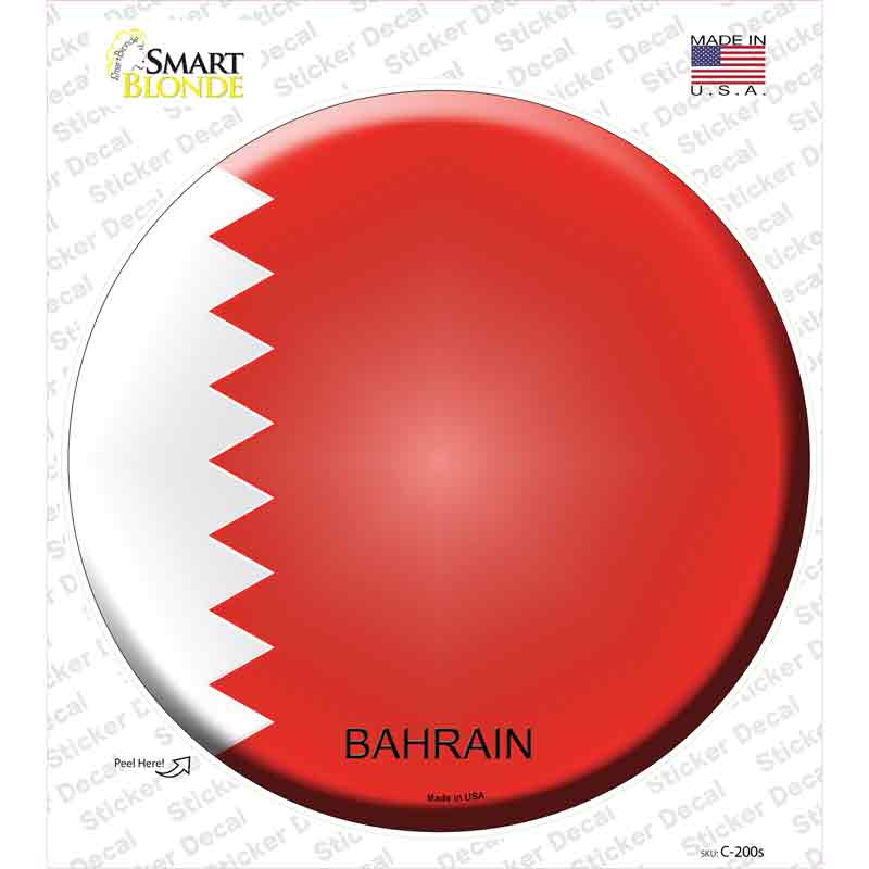 C-200s-M Bahrain Country Novelty Circle Sticker Decal - Medium