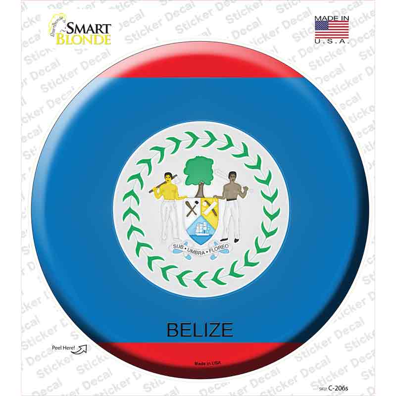 C-206s-M Belize Country Novelty Circle Sticker Decal - Medium