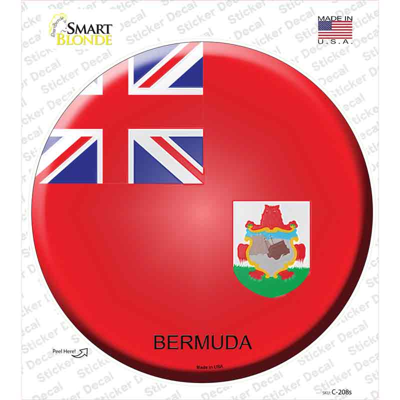 C-208s-M Bermuda Country Novelty Circle Sticker Decal - Medium