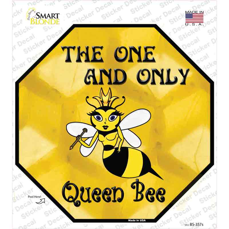 BS-357s-M Queen Bee Novelty Octagon Sticker Decal - Medium
