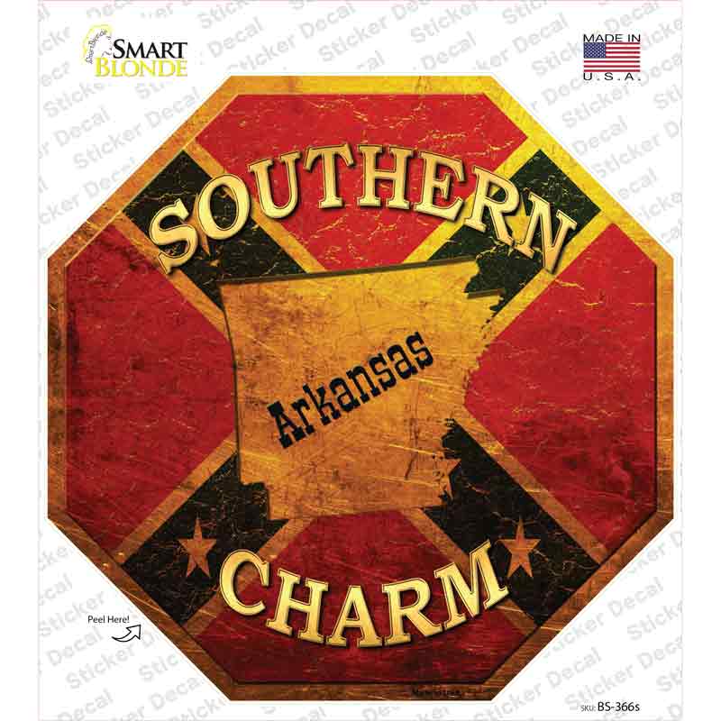 BS-366s-M Southern Charm Arkansas Novelty Octagon Sticker Decal - Medium