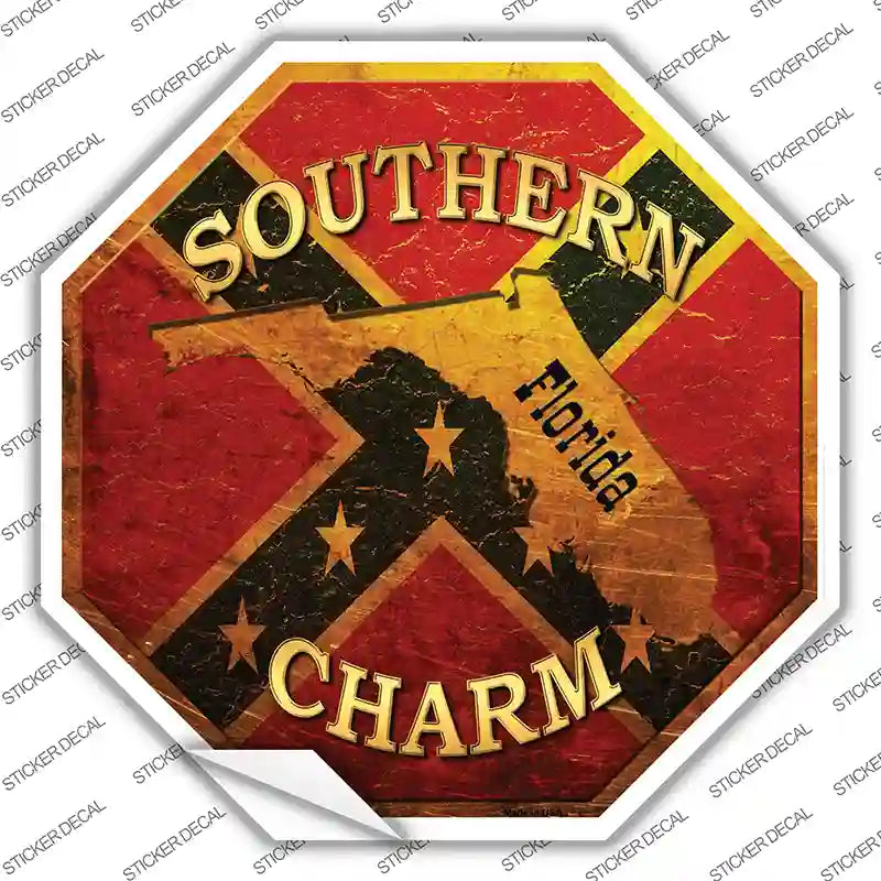 BS-373s-XL Southern Charm Florida Novelty Octagon Sticker Decal - Extra Large