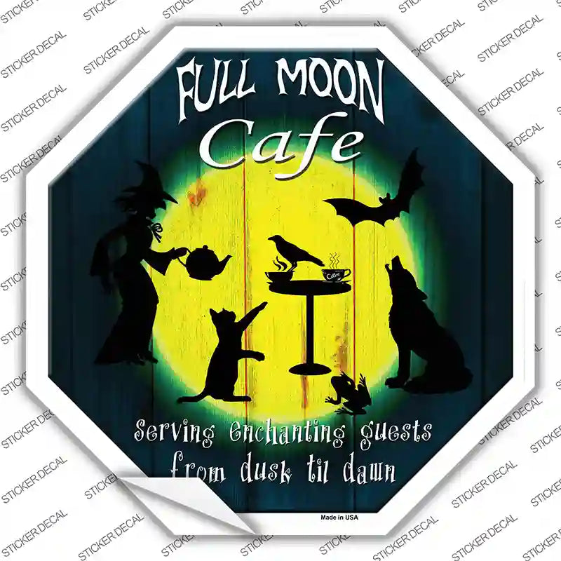BS-385s-S Full Moon Cafe Novelty Octagon Sticker Decal - Small