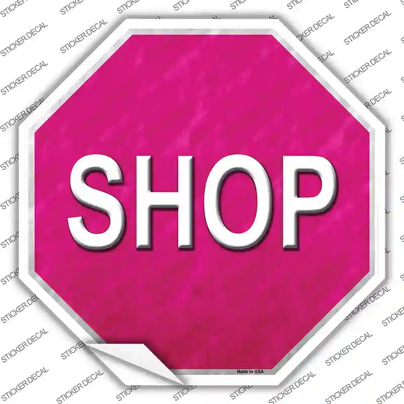 BS-401s-XL Shop with Pink Novelty Octagon Sticker Decal - Extra Large
