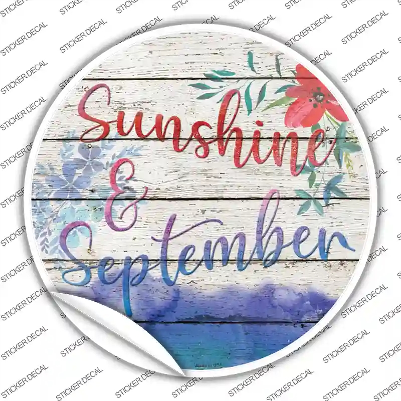 C-1226s-S Sunshine & September Novelty Circle Sticker Decal - Small
