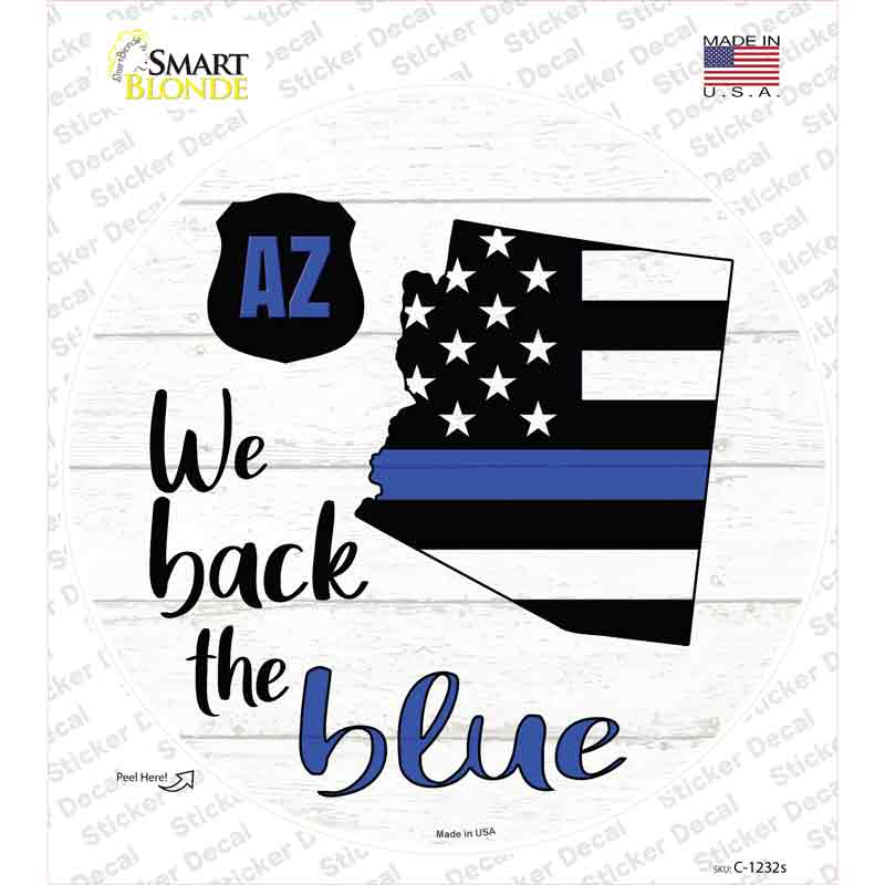 C-1232s-M Arizona Back the Blue Novelty Circle Sticker Decal - Medium