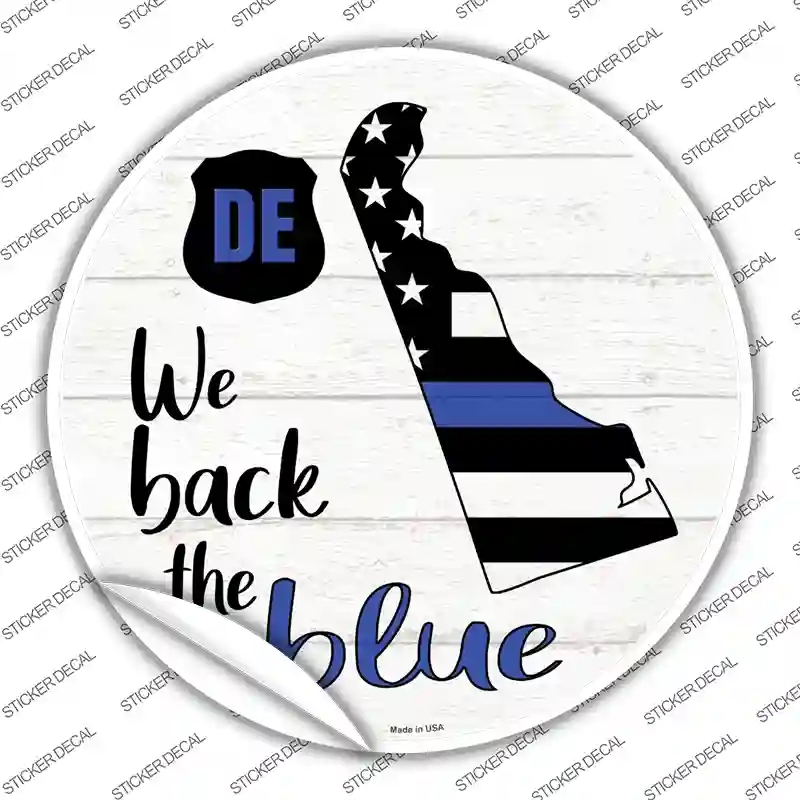C-1237s-L Delaware Back the Blue Novelty Circle Sticker Decal - Large