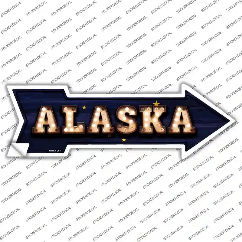 A-582s-L Alaska Bulb Lettering Novelty Arrow Sticker Decal - Large
