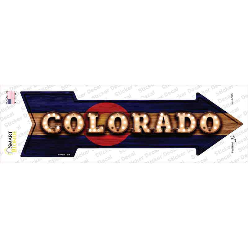 A-586s-M Colorado Bulb Lettering Novelty Arrow Sticker Decal - Medium