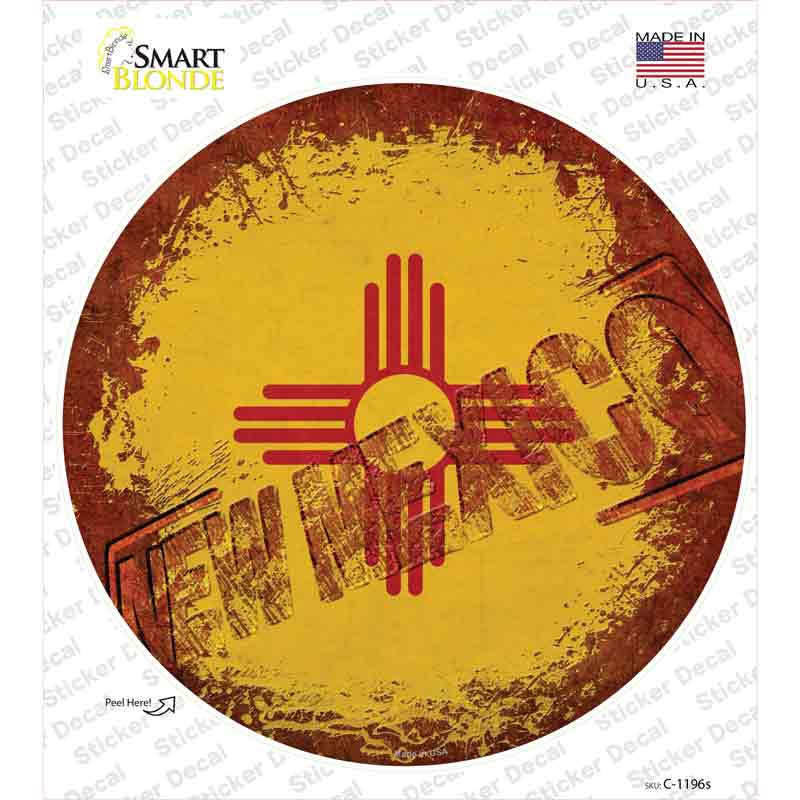 C-1196s-M   Mexico Rusty Stamped Novelty Circle Sticker Decal - Medium