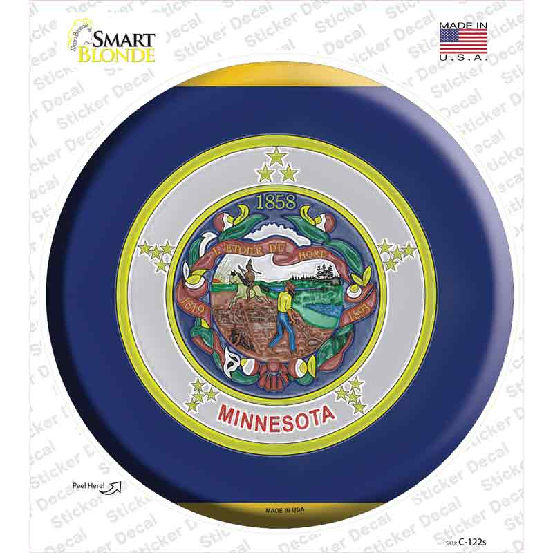 C-122s-M Minnesota State Flag Novelty Circle Sticker Decal - Medium