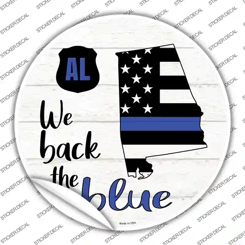 C-1230s-L Alabama Back the Blue Novelty Circle Sticker Decal - Large