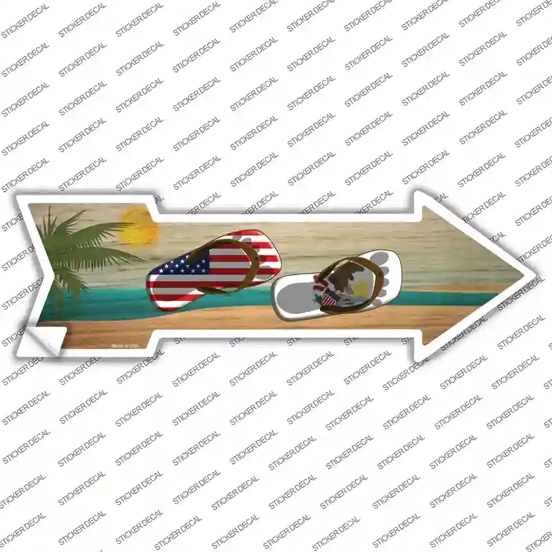A-708s-S US & Illinois Flag Flip Flop Novelty Arrow Sticker Decal - Small