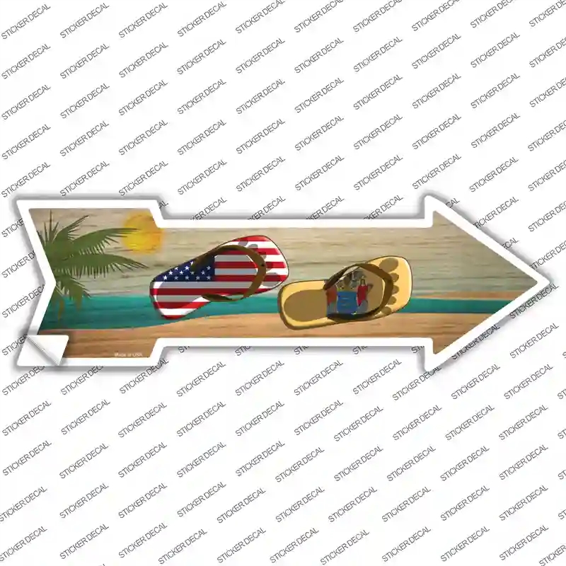 A-725s-S US &   Jersey Flag Flip Flop Novelty Arrow Sticker Decal - Small