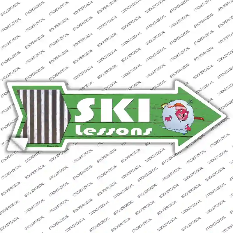 A-757s-S Ski Lessons Novelty Arrow Sticker Decal - Small