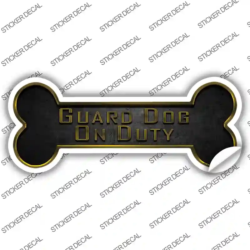 B-068s-L Guard Dog on Duty Novelty Bone Sticker Decal - Large