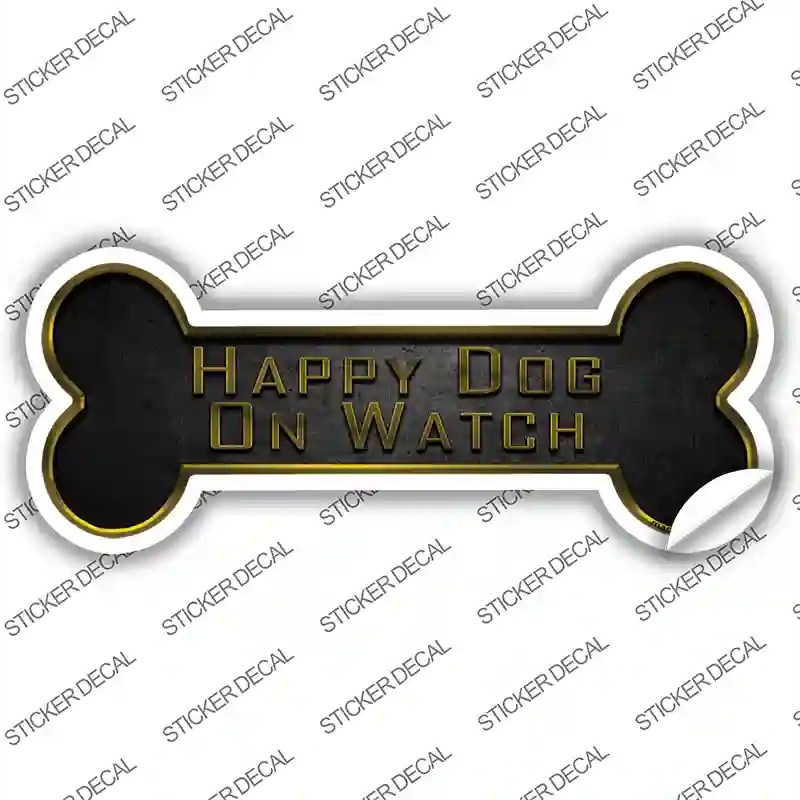 B-069s-S Happy Dog on Watch Novelty Bone Sticker Decal - Small