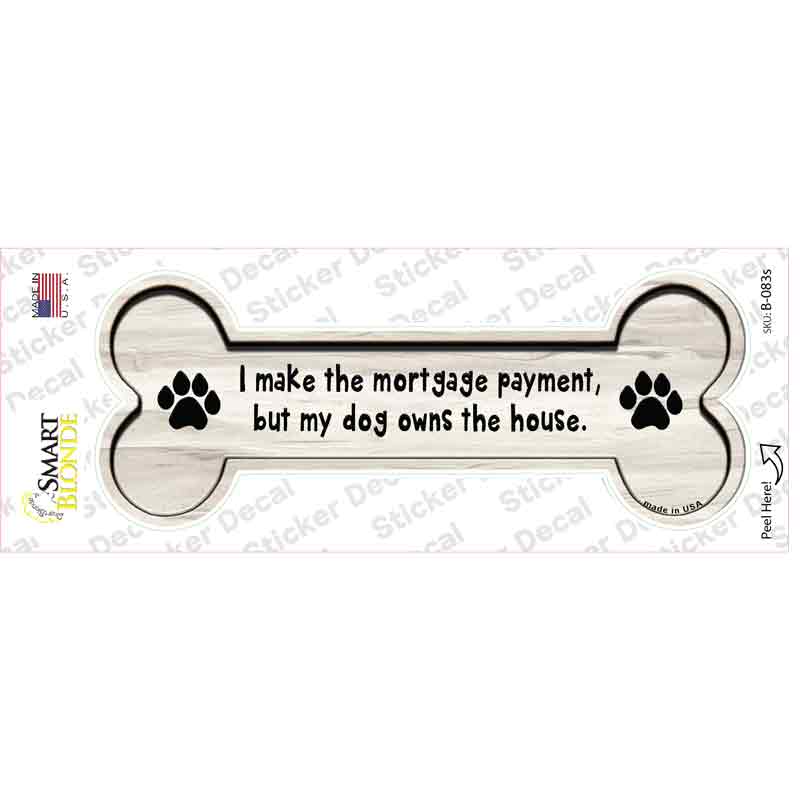 B-083s-M Dogs Owns House Novelty Bone Sticker Decal - Medium